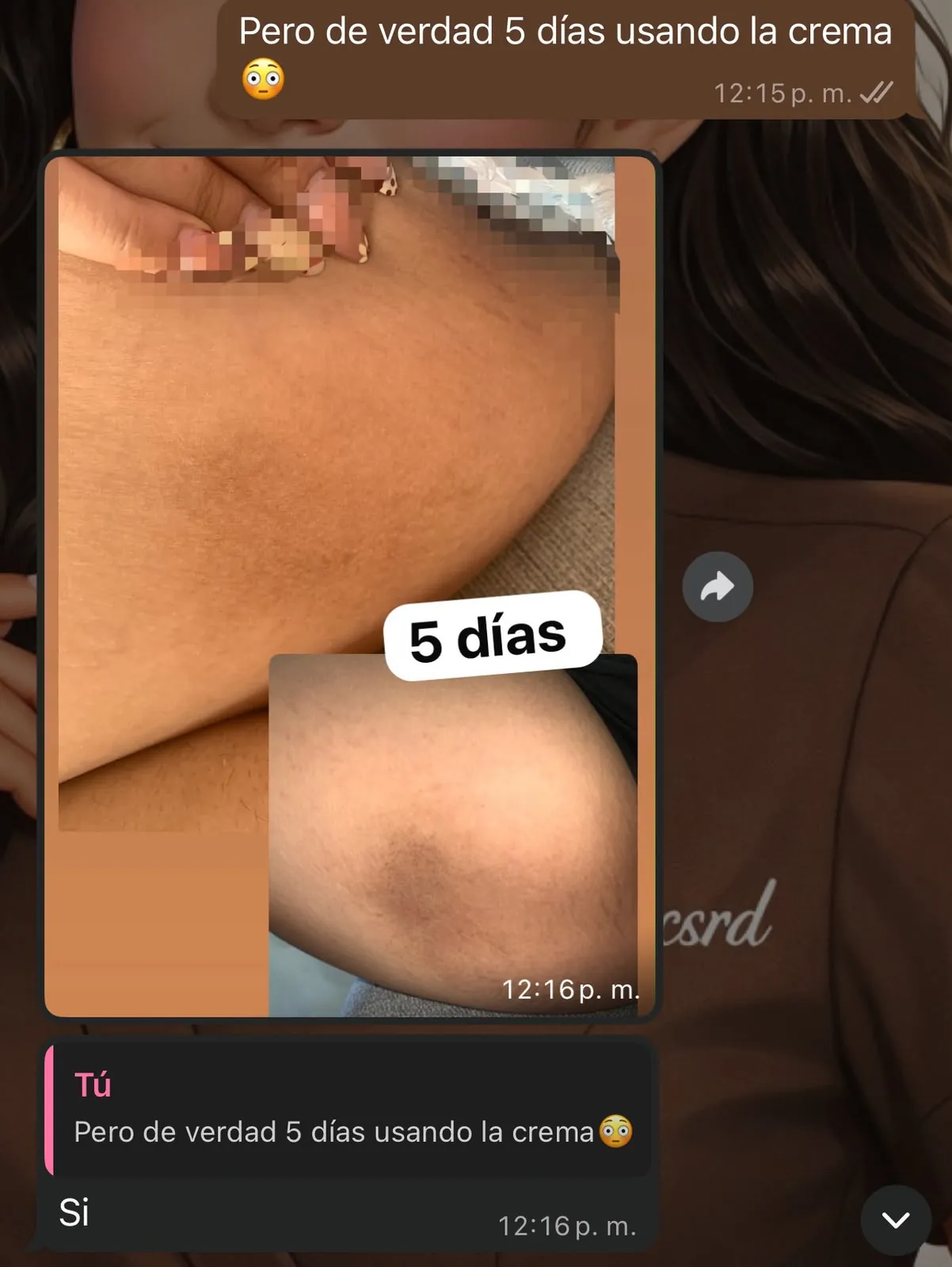 Evidencia real de cliente SKIN COSMETICS