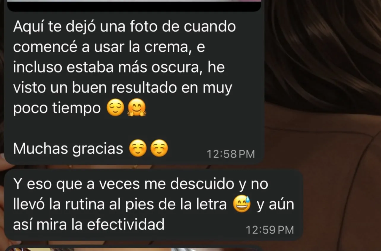 Evidencia real de cliente SKIN COSMETICS