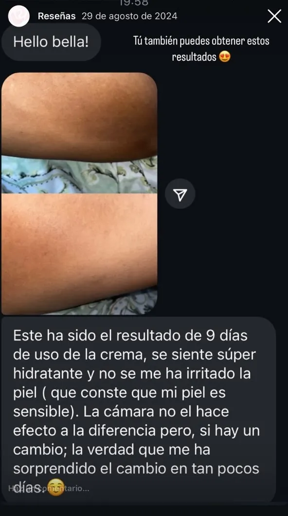 Evidencia real de cliente SKIN COSMETICS