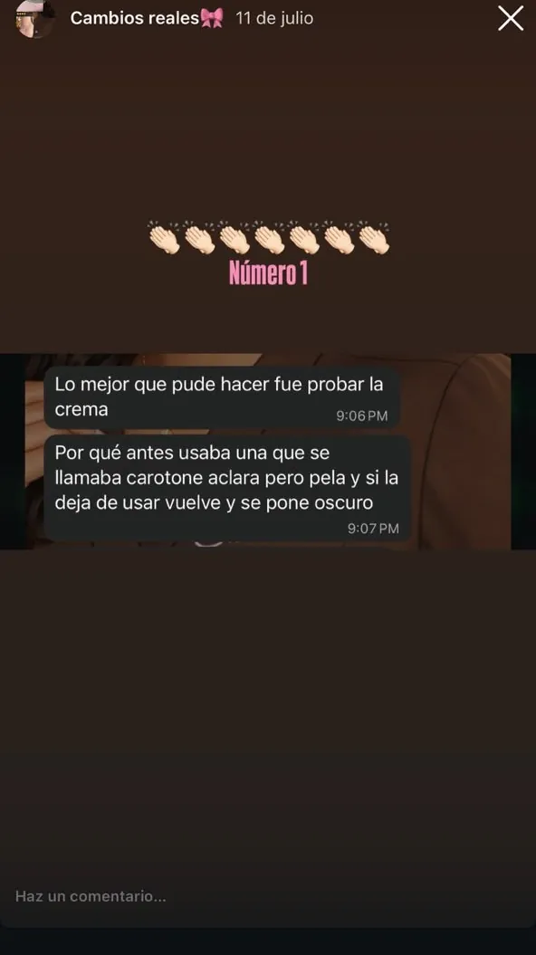 Evidencia real de cliente SKIN COSMETICS